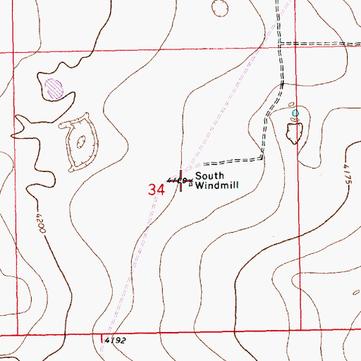Topographic Map of South Windmill, NM