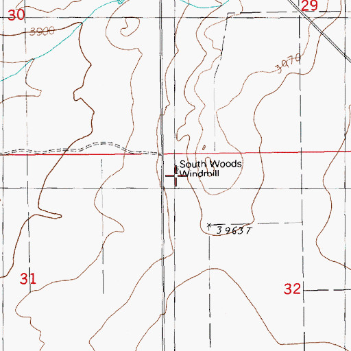 Topographic Map of South Woods Windmill, NM