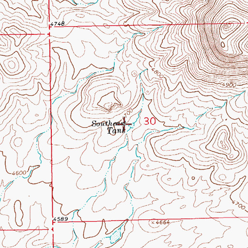Topographic Map of Southeast Tank, NM