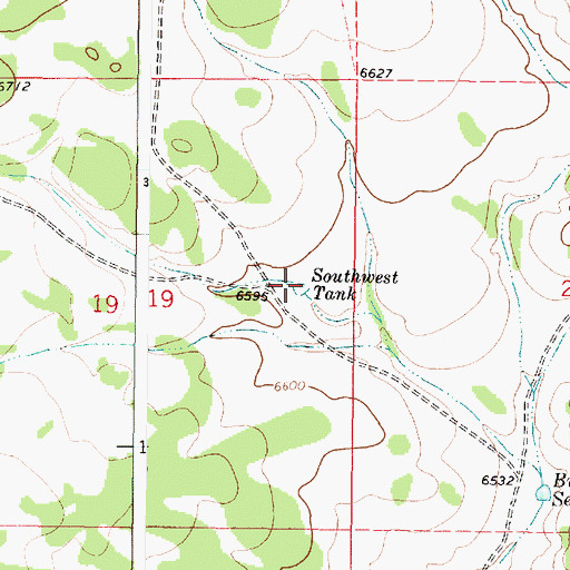 Topographic Map of Southwest Tank, NM