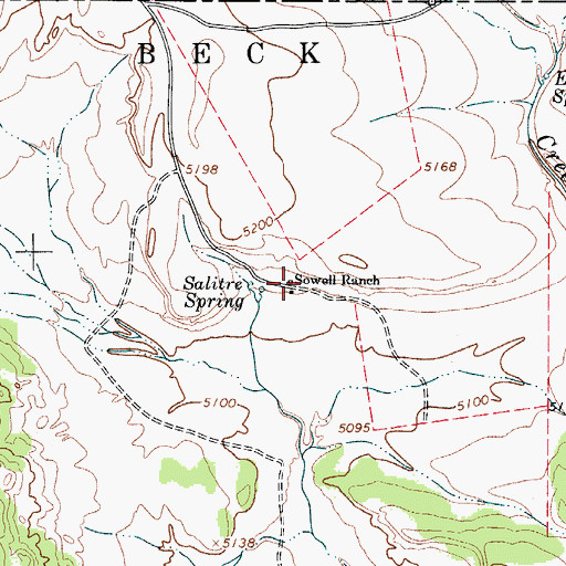 Topographic Map of Sowell Ranch, NM