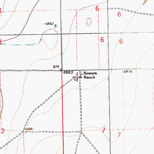 Topographic Map of Sowers Ranch, NM
