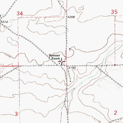 Topographic Map of Spencer Ranch, NM