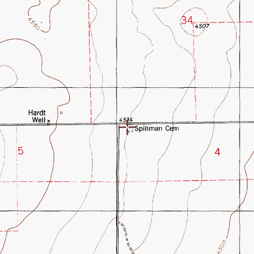 Topographic Map of Spillman Cemetery, NM