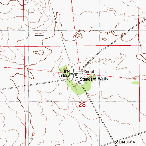 Topographic Map of Standard Wells, NM