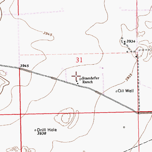 Topographic Map of Standefer Ranch, NM