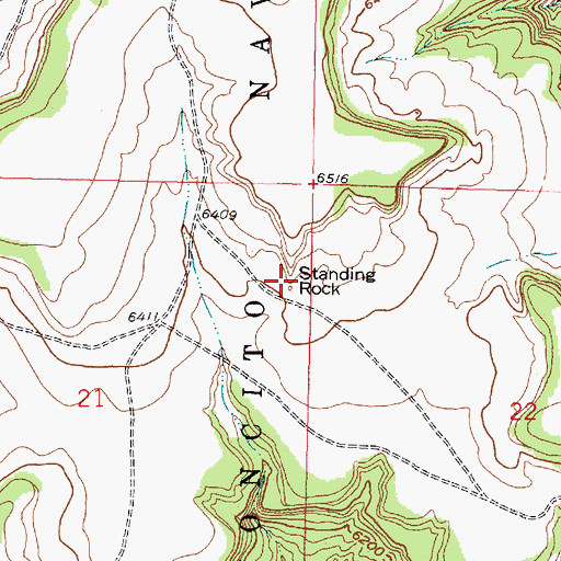 Topographic Map of Standing Rock, NM