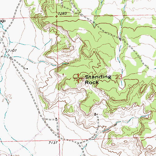 Topographic Map of Standing Rock, NM