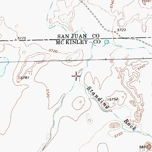 Topographic Map of Standing Rock Wash, NM