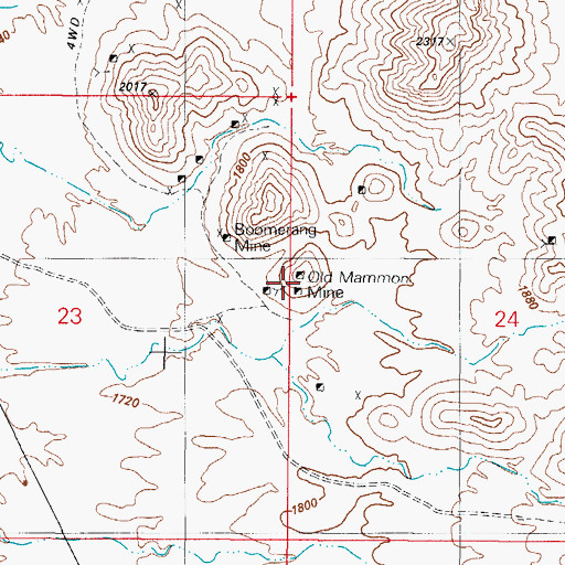 Topographic Map of Old Mammoth Mine, AZ