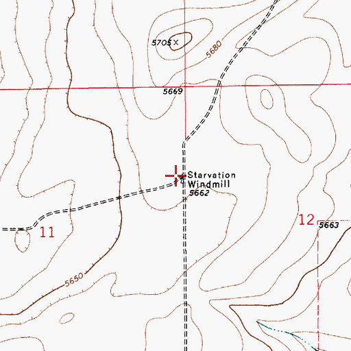 Topographic Map of Starvation Windmill, NM