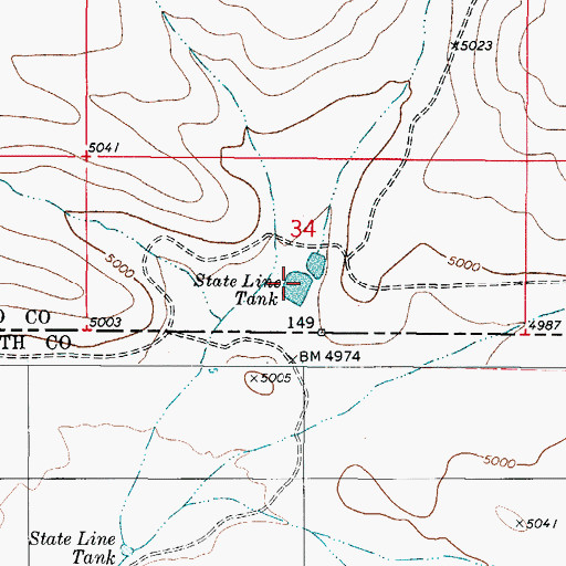 Topographic Map of State Line Tank, NM