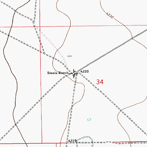 Topographic Map of Steele Ranch, NM