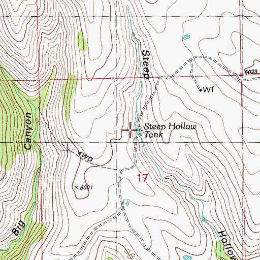 Topographic Map of Steep Hollow Tank, NM