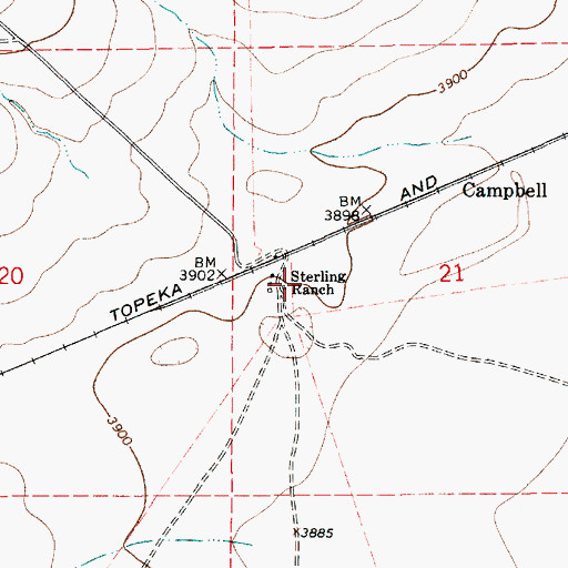 Topographic Map of Sterling Ranch, NM