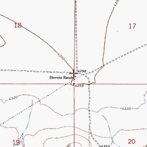 Topographic Map of Stevens Ranch, NM