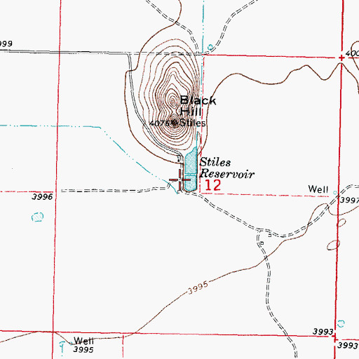 Topographic Map of Stiles Reservoir, NM