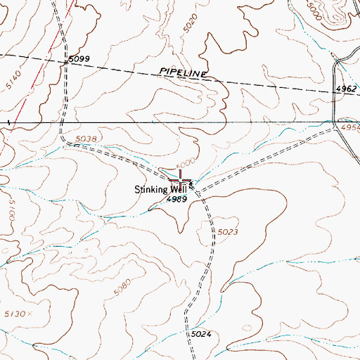Topographic Map of Stinking Well, NM