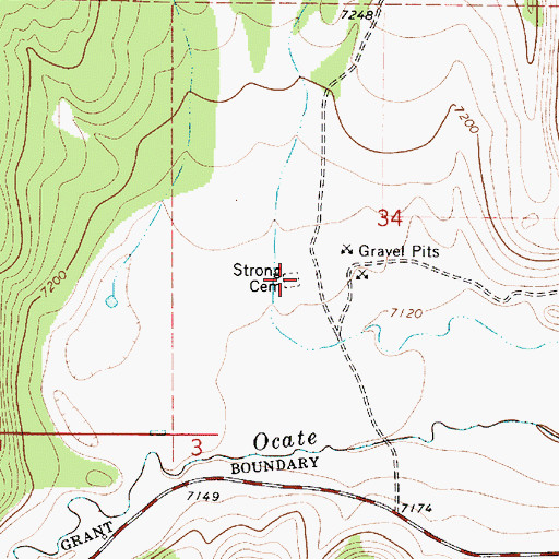 Topographic Map of Strong Cemetery, NM