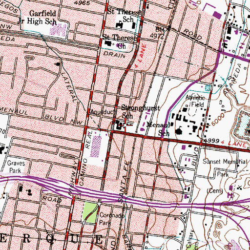Topographic Map of Stronghurst Alternative School, NM