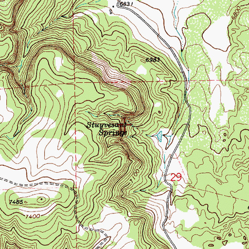 Topographic Map of Stuyvesant Springs, NM