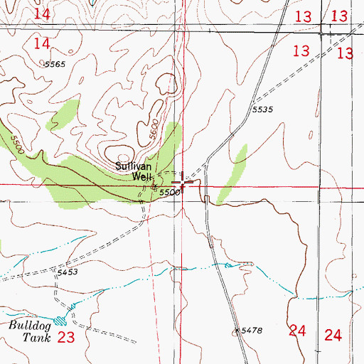 Topographic Map of Sullivan Well, NM