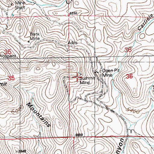 Topographic Map of Summit Mine, NM