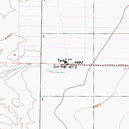 Topographic Map of Sun Well, NM