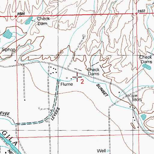 Topographic Map of Sunset Canal, NM