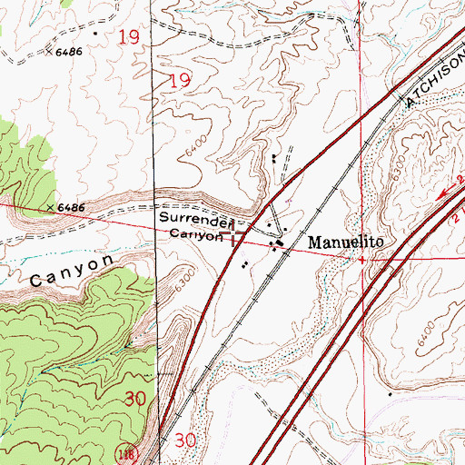 Topographic Map of Surrender Canyon, NM