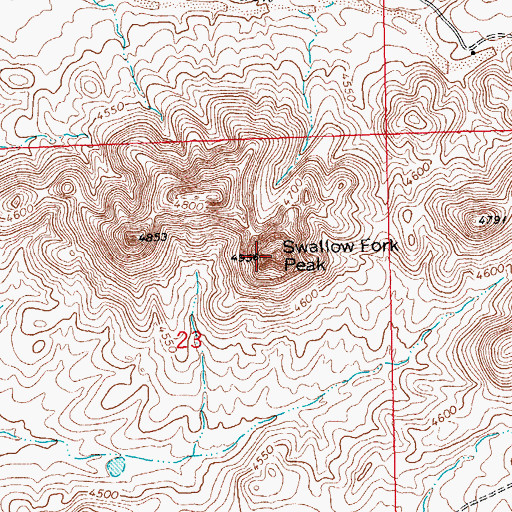 Topographic Map of Swallow Fork Peak, NM