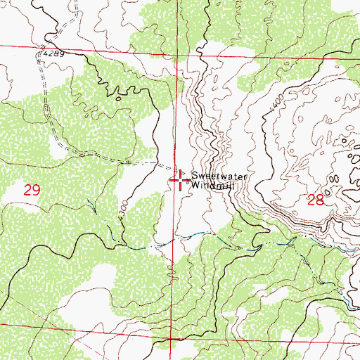 Topographic Map of Sweetwater Windmill, NM
