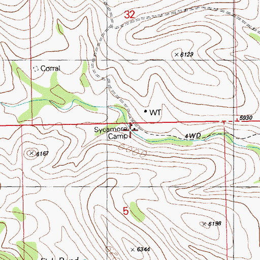 Topographic Map of Sycamore Camp, NM