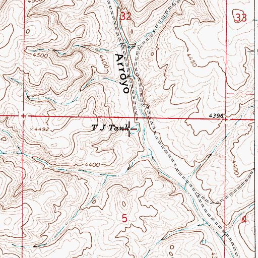 Topographic Map of TJ Tank, NM