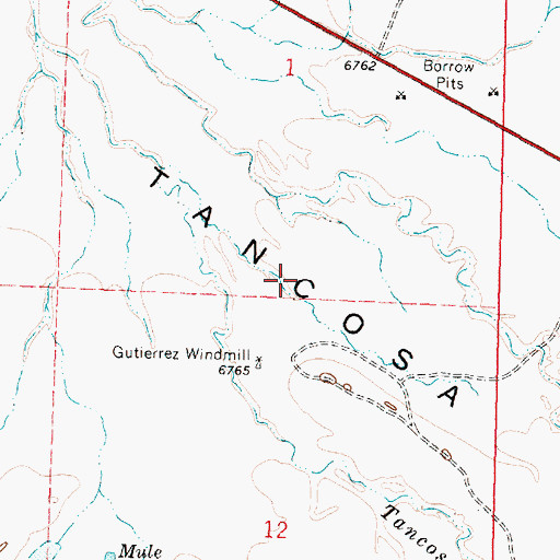 Topographic Map of Tancosa, NM