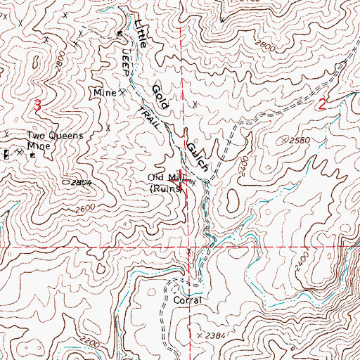 Topographic Map of Old Mill (historical), AZ