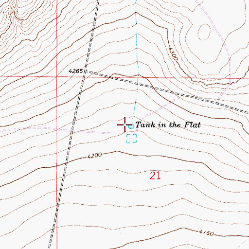 Topographic Map of Tank in the Flat, NM