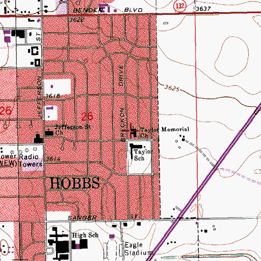 Topographic Map of Taylor Memorial Church, NM