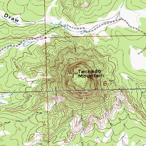 Topographic Map of Techado Mountain, NM