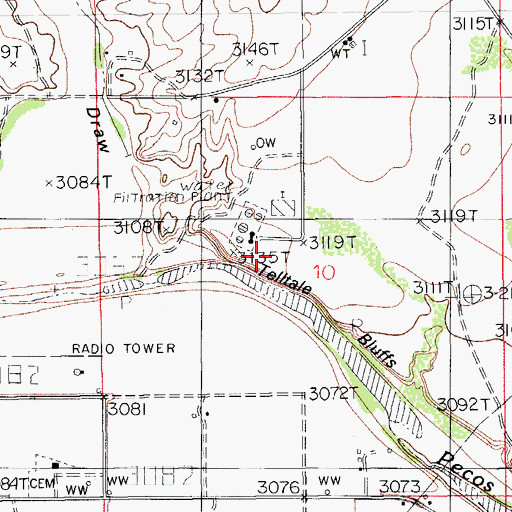 Topographic Map of Telltale Bluffs, NM