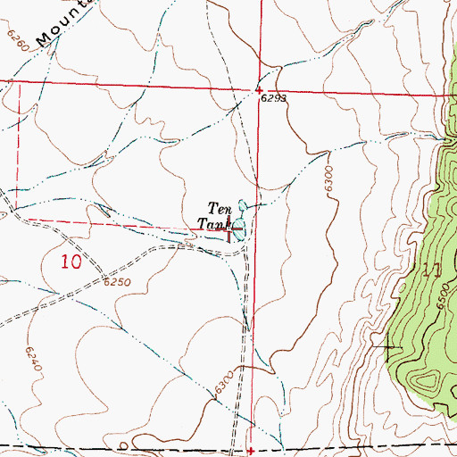 Topographic Map of Ten Tank, NM