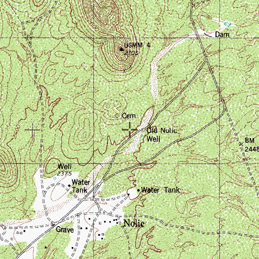 Topographic Map of Old Nolic Well, AZ