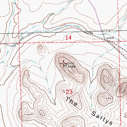 Topographic Map of The Saltys, NM