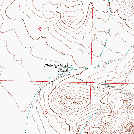 Topographic Map of Thirtythree Tank, NM