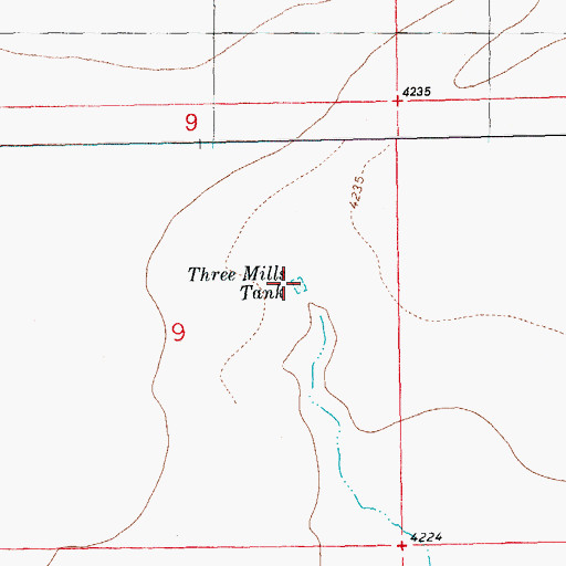 Topographic Map of Three Mills Tank, NM