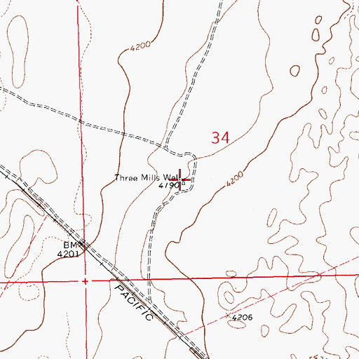 Topographic Map of Three Mills Well, NM