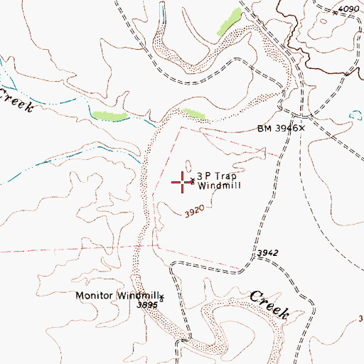Topographic Map of Three P Trap Windmill, NM