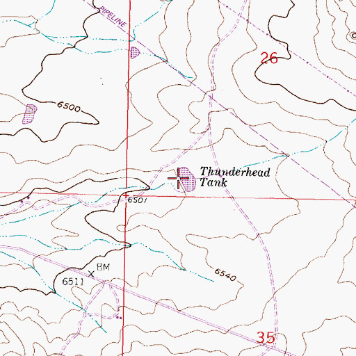 Topographic Map of Thunderhead Tank, NM