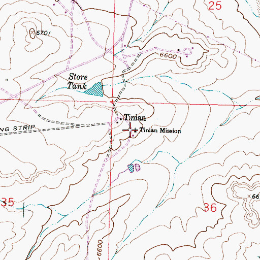 Topographic Map of Tinian Mission, NM