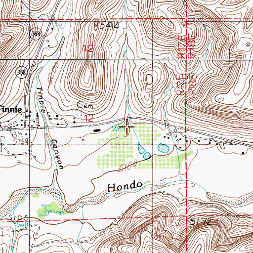 Topographic Map of Tinnie Canyon, NM